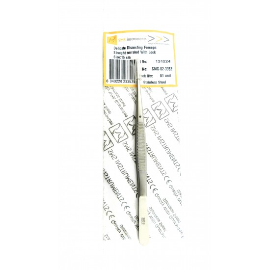 Delicate Dissecting Forceps Straight serrated With Lock 15 cm