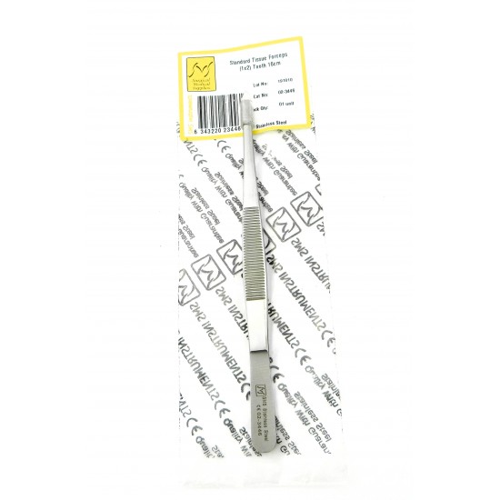 Standard Tissue Forceps Straight (1x2 teeth) 16 cm