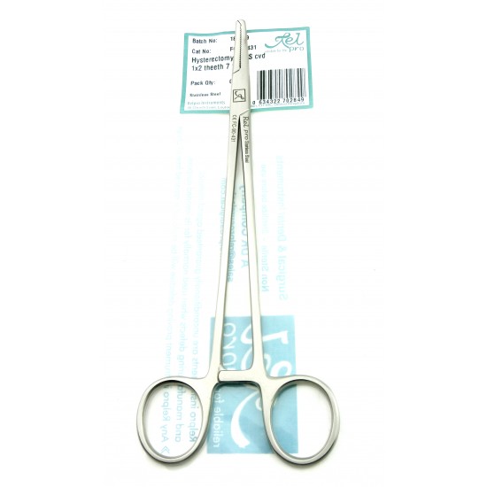 Hysterectomy Forceps Angled Curved 1x2 Teeth 19.5cm