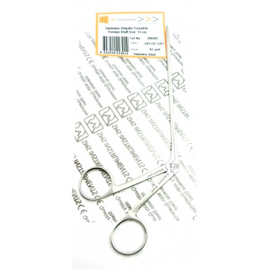 Hartmann Alligator Crocodile Forceps Serrated jaws Shaft 14 cm