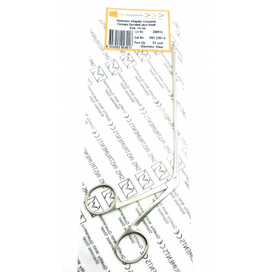 Hartmann Alligator Crocodile Forceps Serrated jaws Shaft 14 cm Stainless Steel