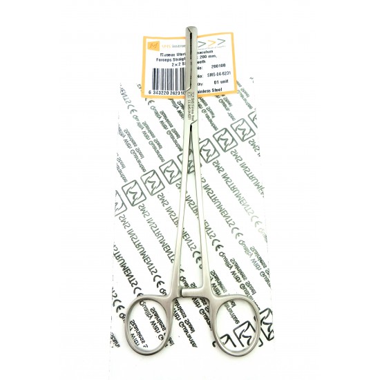 Museux Uterine Tenaculum Forceps Straight 200 mm 2x2 sharp teeth