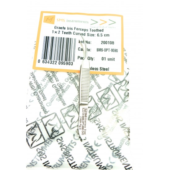 Iris Forceps 1x2 teeth Curved 6.5 cm Figure 2