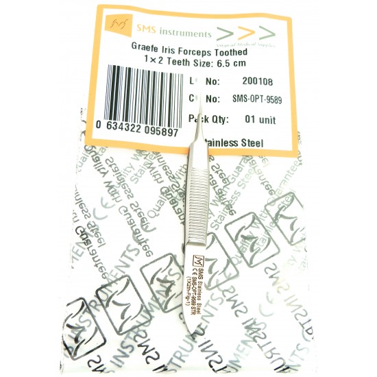 Iris Forceps 1x2 teeth Straight 6.5 cm Figure 1