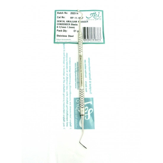 Dental Amalgam Plugger (1mm-1.5mm) Stainless Steel